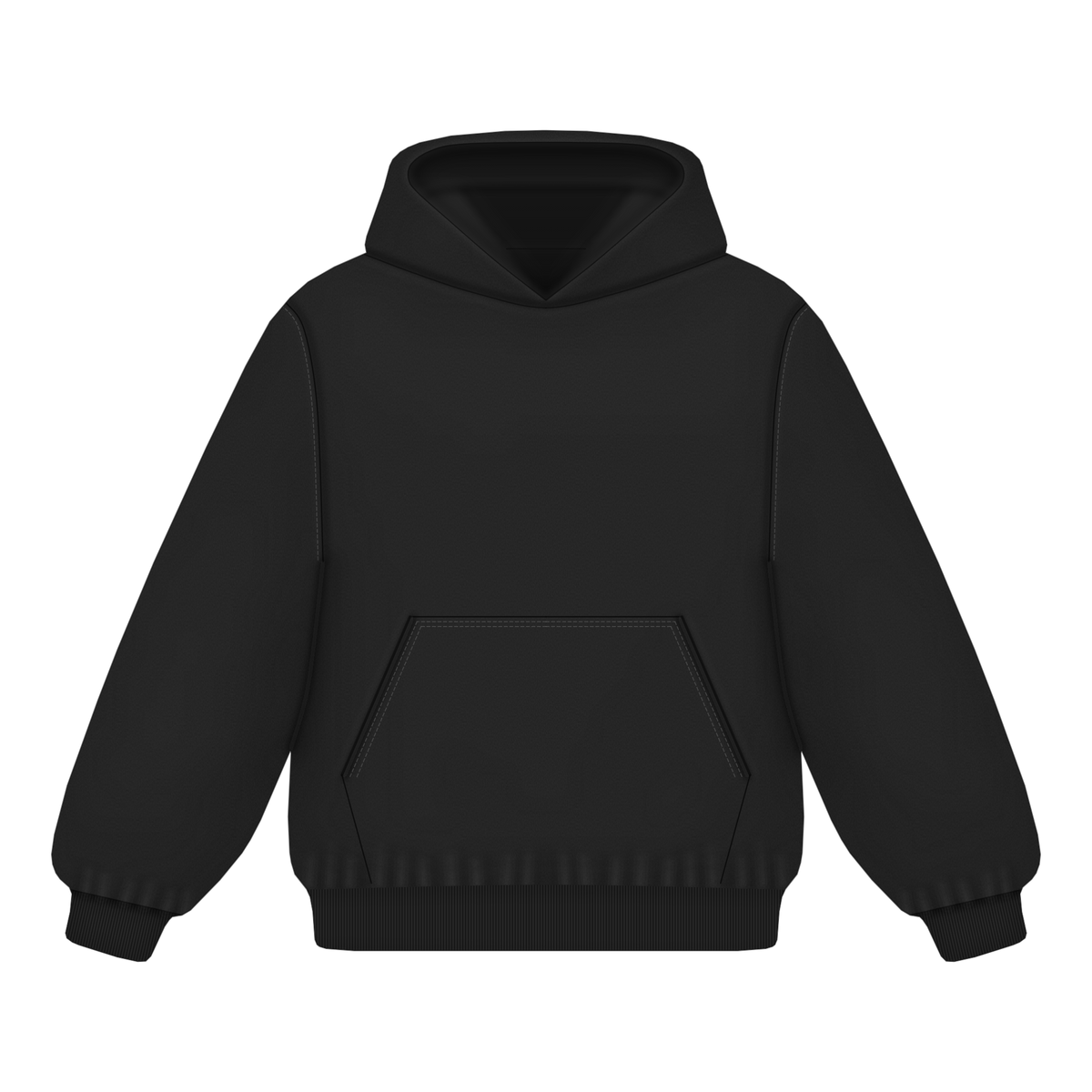 Hoodie in Schwarz, Vorderseite
